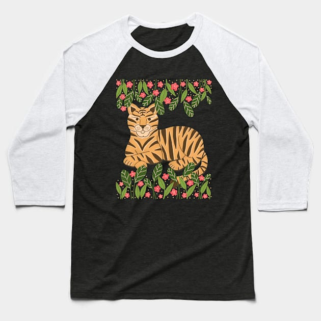 Chic Tiger Baseball T-Shirt by Drafts n Doodles